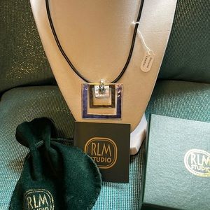 RLM STUDIO convertible SILVER/BRASS squares on a black leather cord,box,tags,bag